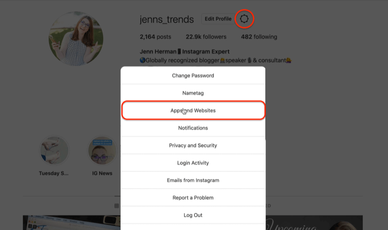 ikona instagramového profilu ikona upravit možnosti nabídky nastavení zvýrazňující možnost aplikace a weby