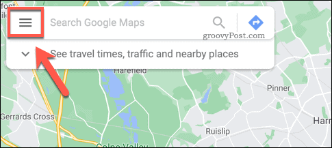 Ikona nabídky hamburger Google Maps