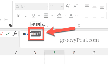 excel vybraná ref chyba