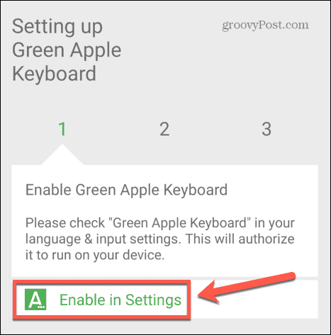 zelené jablko klávesnice povolit v nastavení