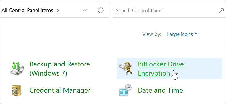Ovládací panel zabezpečení BitLocker