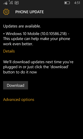 Aktualizace systému Windows 10 Mobile April