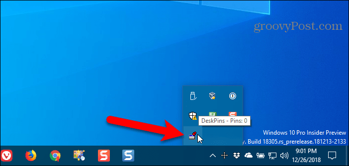 Klepnutím na ikonu DeskPins na hlavním panelu systému Windows získáte pin