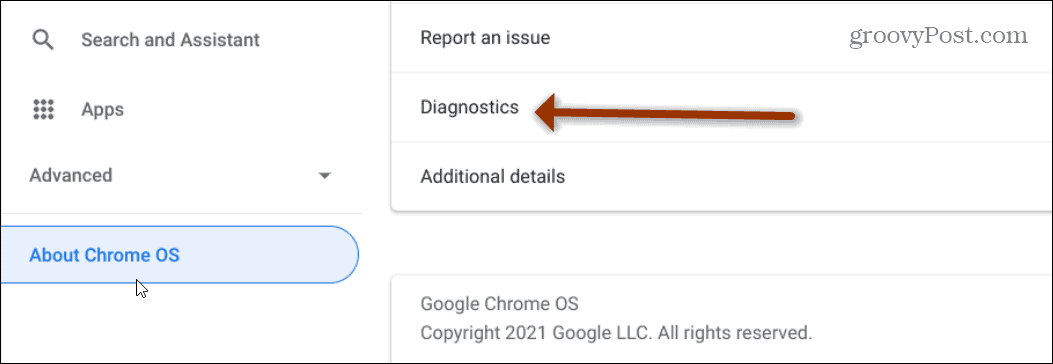 Diagnostika Chromebooku