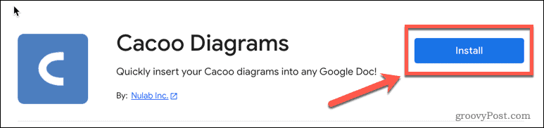 Instalace doplňku cacoo v Dokumentech Google
