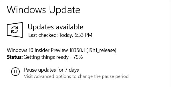 Windows 10 19H1 Sestavení 18358