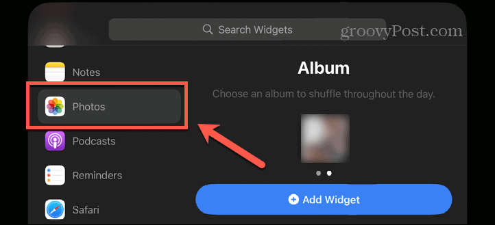 widget pro fotografie v pohotovostním režimu pro iphone