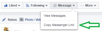 Najděte odkaz na Messenger na své stránce na Facebooku.