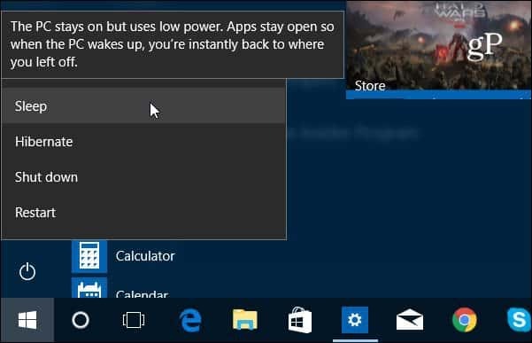 Windows 10 Vypnutí, restart, hibernace a spánek