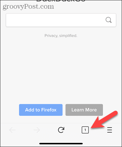 Klepněte na tlačítko tabulátoru v prohlížeči Firefox pro iOS