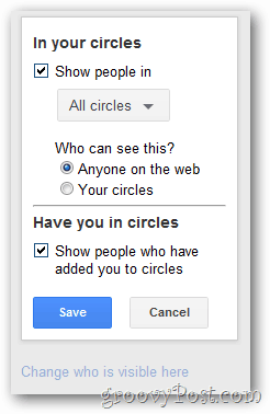 Konfigurace zobrazení kruhového profilu google +