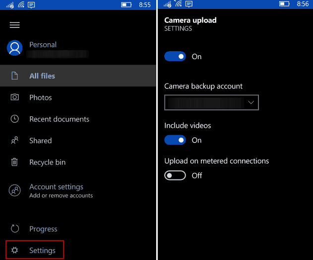 Automaticky zálohujte Windows 10 Mobile na OneDrive