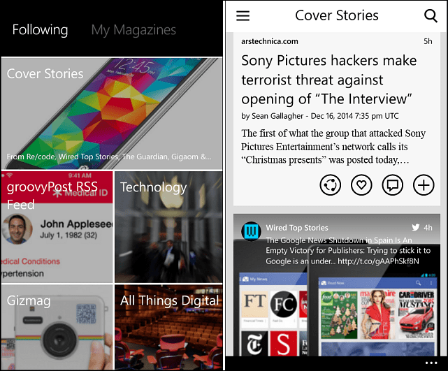 Flipboard konečně k dispozici pro 512 MB Windows telefony