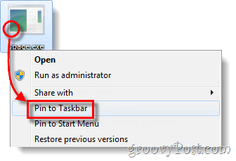 pin exe soubor na Windows 7