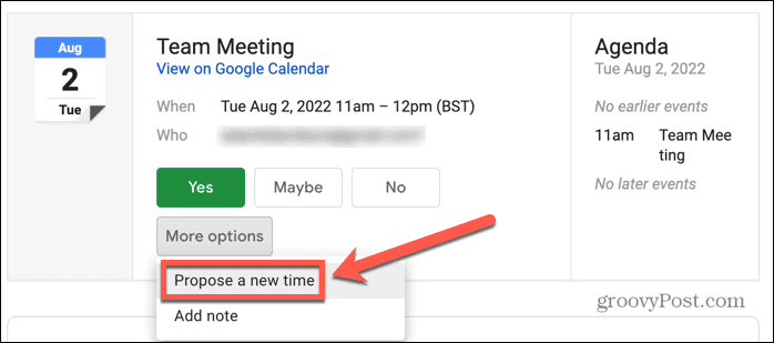 google kalendář gmail navrhnout nový čas
