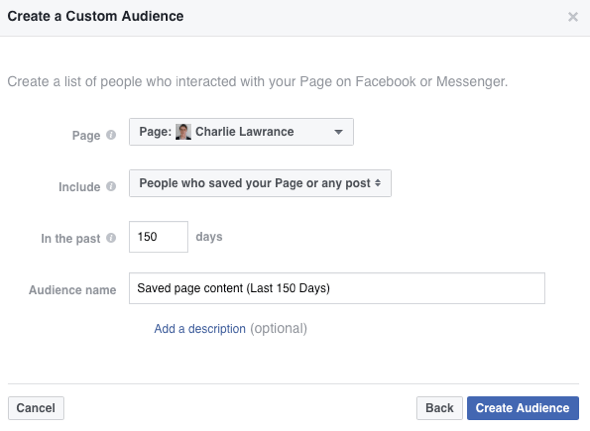 Vytvořte si vlastní publikum lidí, kteří si uložili vaši stránku na Facebooku nebo zveřejnili příspěvek.