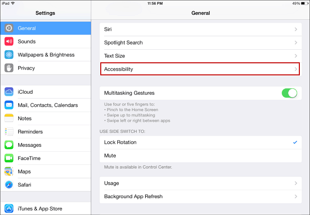 Přístupnost pro iOS 7