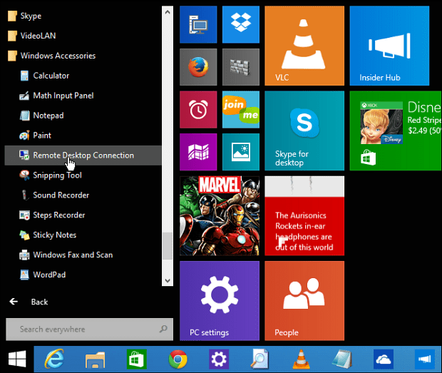 Nabídka Start systému Windows 10