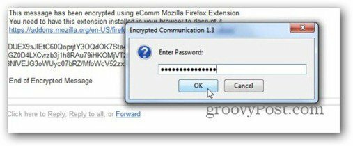 dešifrování šifrovaného komunikačního hesla