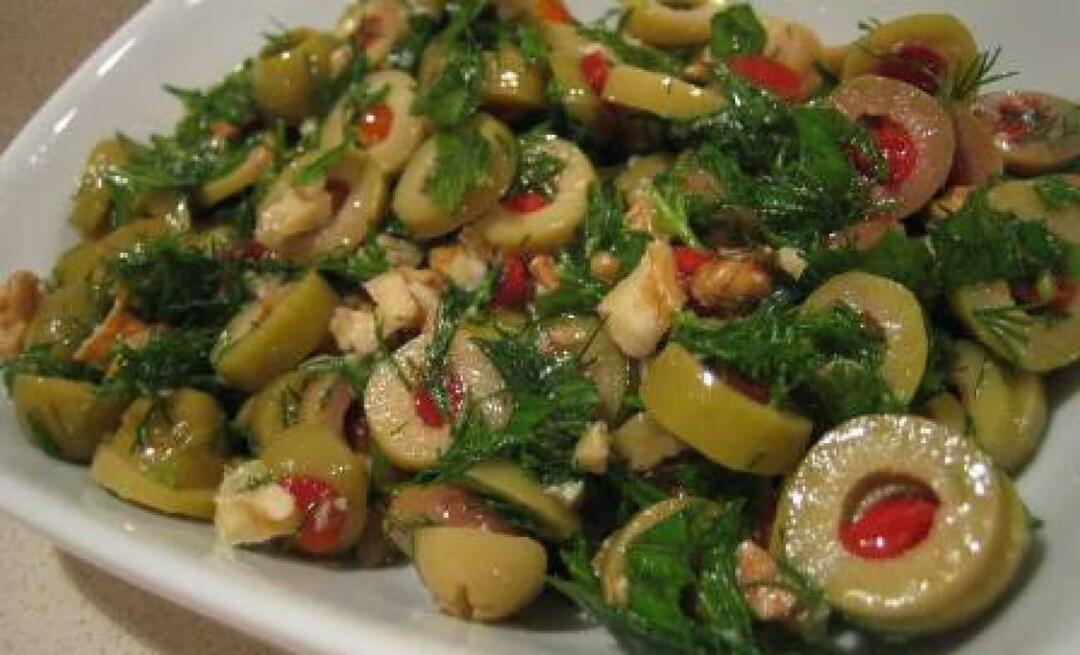 Jak udělat salát ze zelených oliv? Olivový salát ve stylu Hatay