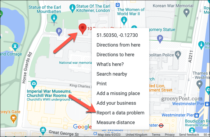 Nahlásit problém s Mapami Google