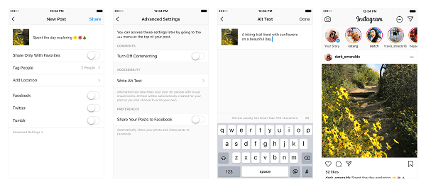 Instagram přidává dvě nové funkce usnadnění přístupu, které pomáhají zrakově postiženým uživatelům přistupovat k fotografiím a videím sdíleným na platformě.