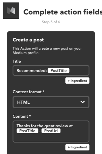 Můžete také vytvořit applet IFTTT a doporučit příspěvek z média na vašem vlastním účtu Medium.