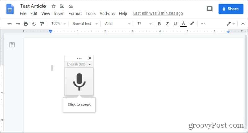 hlasový mikrofon google docs