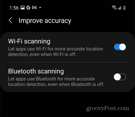 Android Samsung Skenování Wi-Fi Kalibrace map Google