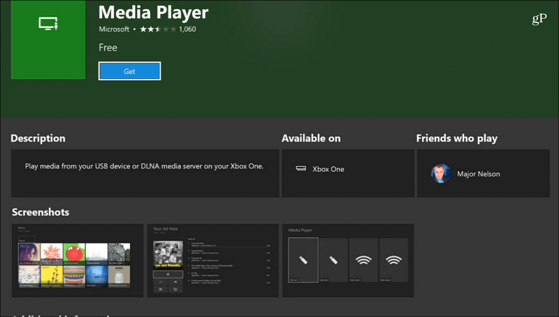 Aplikace Media Player App Xbox One