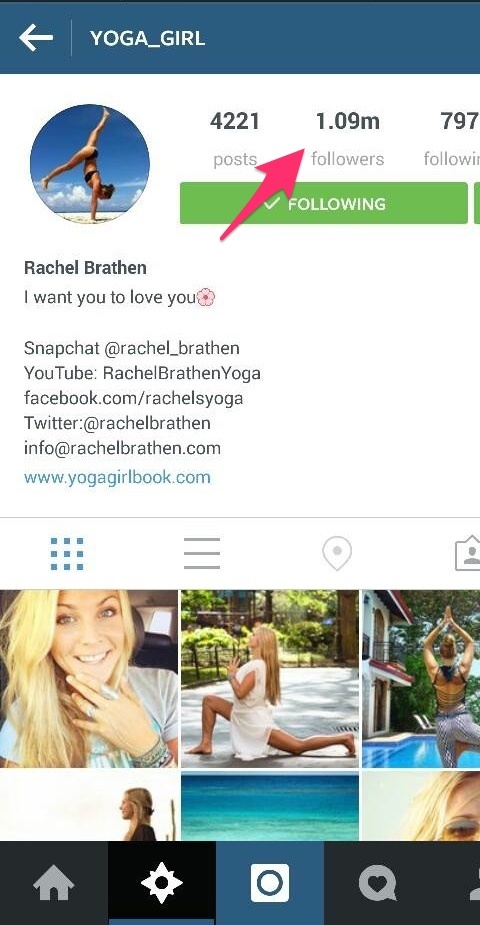 účet instagram pro yoga_girl