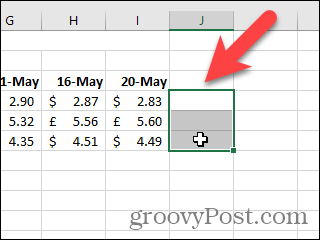 Vyberte buňky pro Sparklines v aplikaci Excel