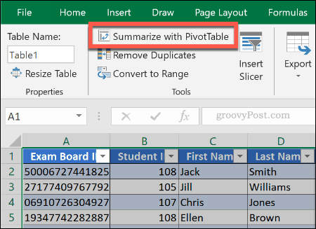 Vytvoření kontingenční tabulky z existující tabulky v Excelu