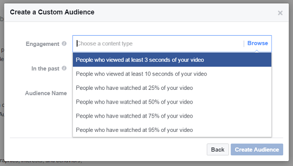 Vytvořte si vlastní publikum lidí, kteří sledovali alespoň tři sekundy předchozího videa.