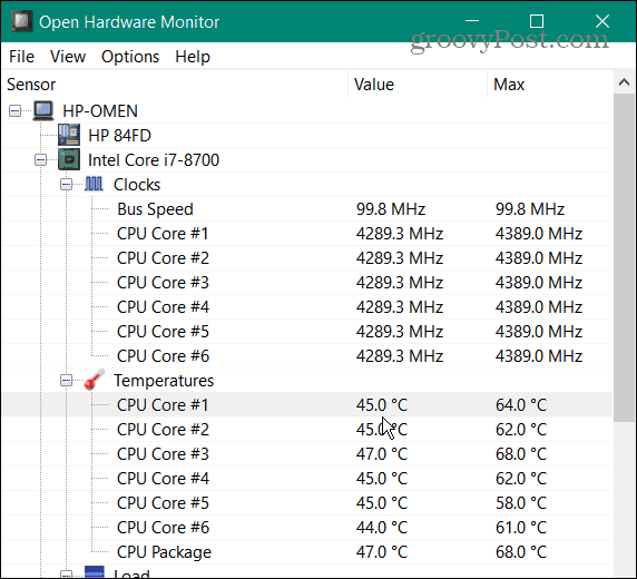 Zkontrolujte teplotu CPU ve Windows 11