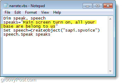 vytvořit vypravěč text v systému Windows 7
