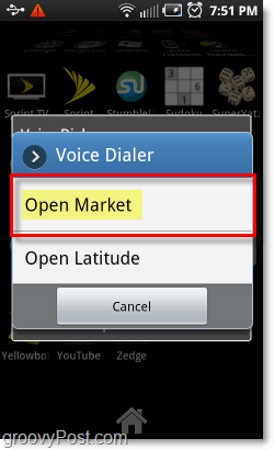 Otevřete trh Android App hlasem na telefonech s Androidem