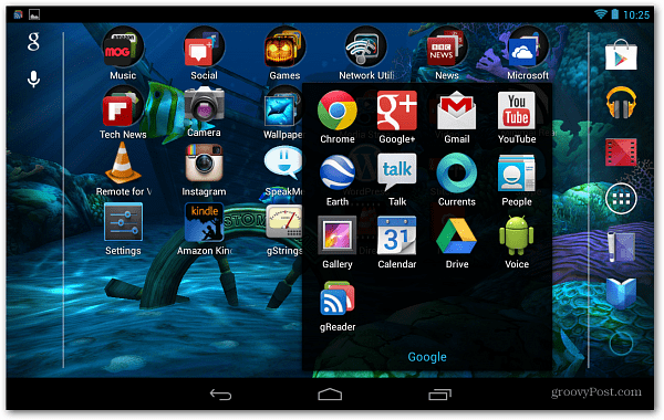 Domovská obrazovka Android Nexus 7