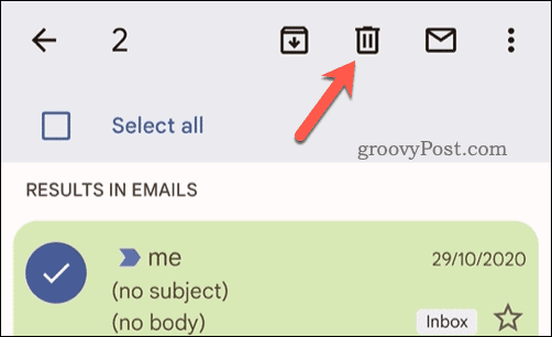 Smazání vybraných e-mailů v Gmailu na mobilu