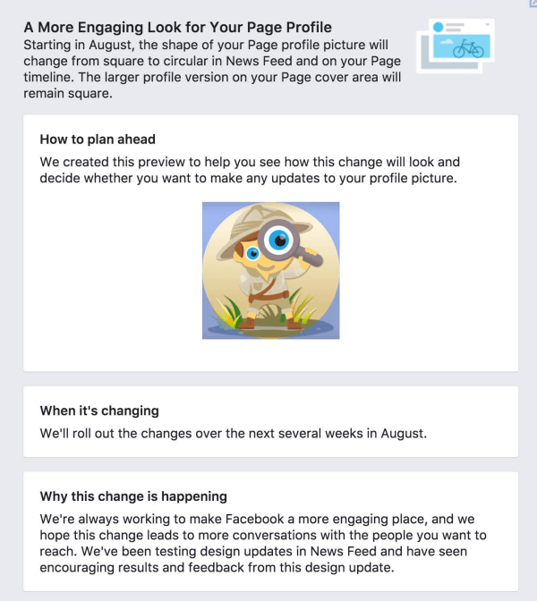 Facebook mění profilové fotografie stránky ze čtvercového na kruhové.