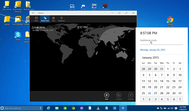 Povolte skrytý kalendář, hodiny a spartán ve Windows 10