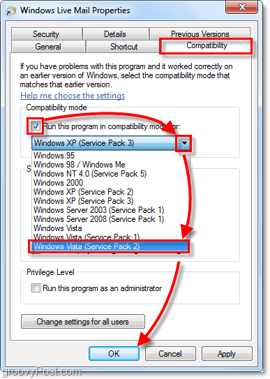 režim kompatibility s Windows Live Mail