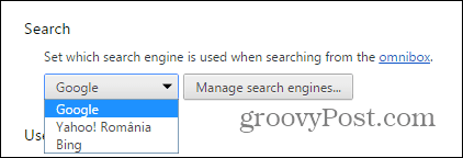 Poskytovatel vyhledávání Chrome