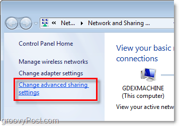 pokročilé sdílení nastavení v systému Windows 7