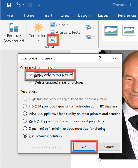 Komprimujte obrázky v aplikaci Microsoft Word