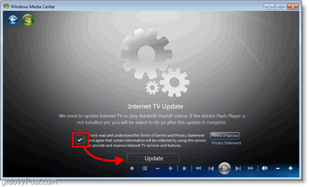 Windows 7 Media Center - instalace aktualizace internetové televize