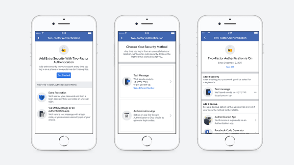 Facebook zefektivnil postup nastavení, který uživatelům umožňuje zavést dvoufaktorovou autorizaci, a eliminoval potřebu registrace telefonního čísla pro zabezpečení účtu.