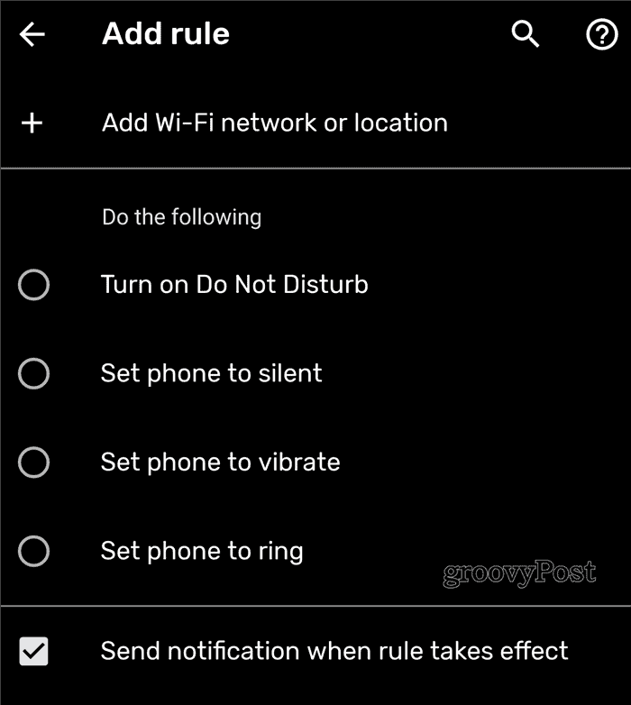 Pravidla Android Přidat pravidlo