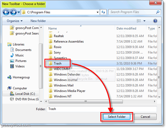 Jak připojit plně funkční koš do hlavního panelu Windows 7