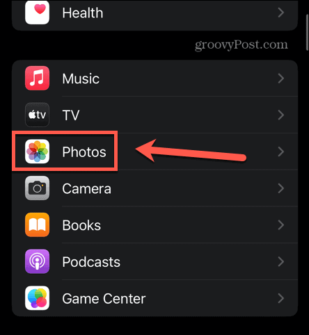 iphone menu fotografií
